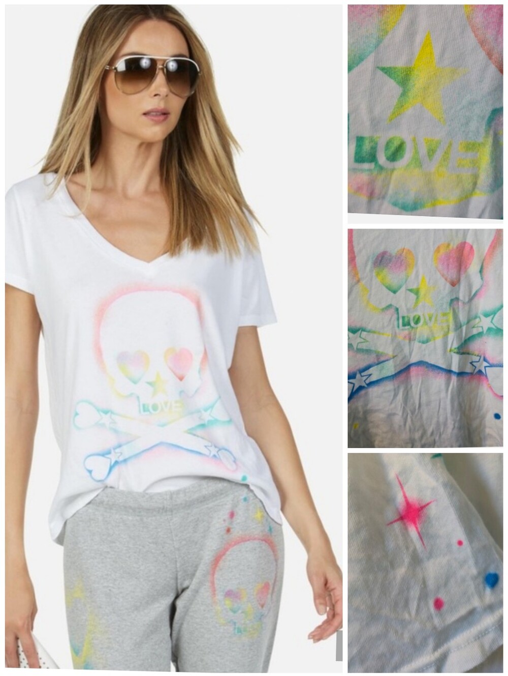 Lauren Moshi Heart Love Skull tee